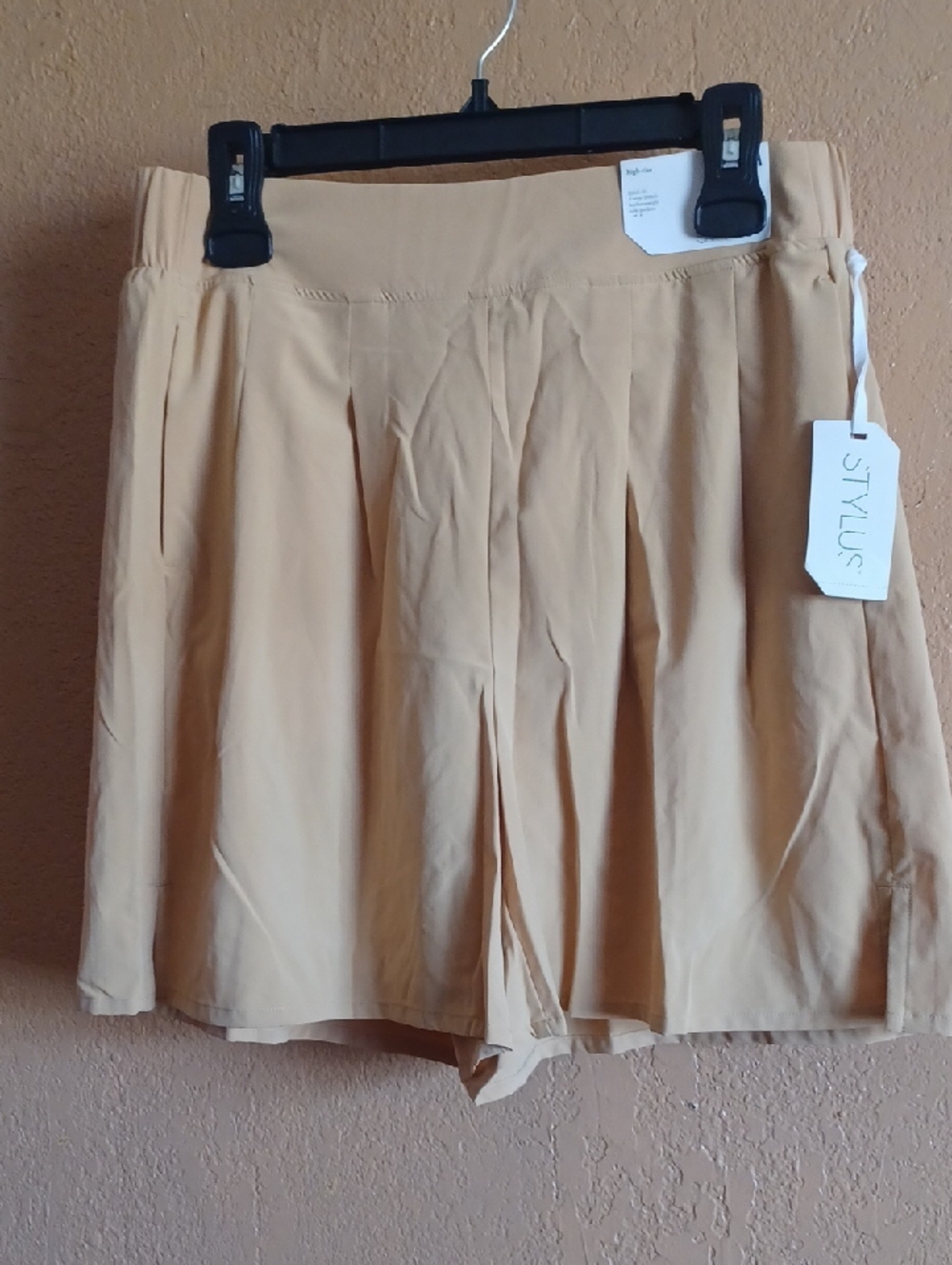 STYLUS Pleated A-Line Shorts in Light Pearl Yellow Color Size M... 2 SLIP PKTS